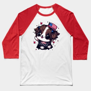 Cute Dog 4th of July Liberty Leash Baseball T-Shirt